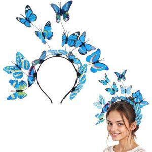 Butterfly Headband for Women – Fascinator Hair Crown Tiara Band for Festival